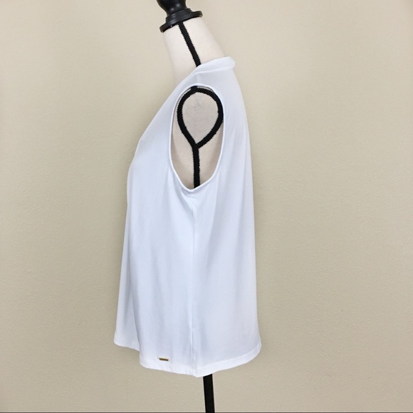 Calvin Klein NWOT White Knot Sleeveless Top Large - Picture 3 of 7